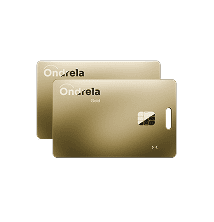 Two Ondrela gold tracker cards stacked