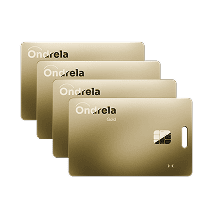 Four Ondrela gold tracker cards stacked — most popular bundle