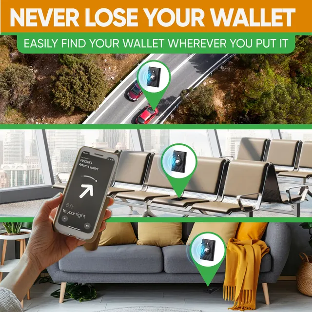 SafeTrack Wallet located on a phone map thanks to the AirTag slot